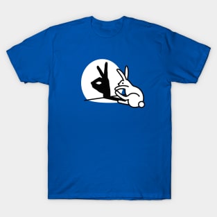 Funny Rabbit hand shadow puppets bunny figure pop art T-Shirt